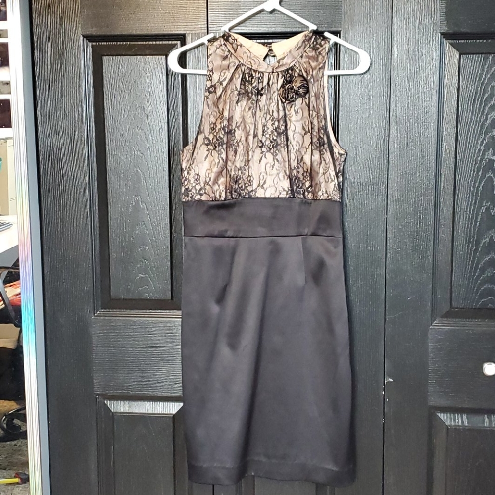 Allen B black and gold cocktail dress